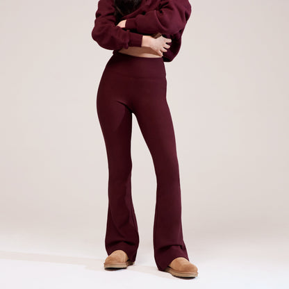 Curve Winter Flare Leggings - Burgundy