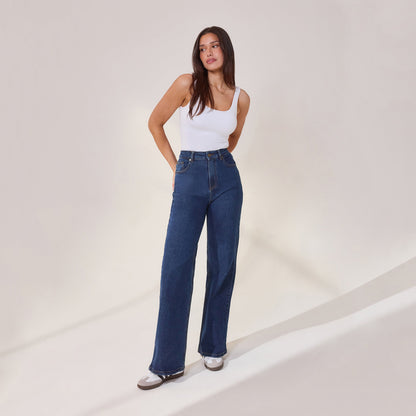 Curve Wide Leg Jeans - Dark Blue