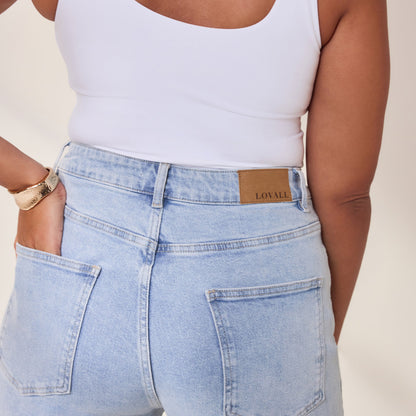 Curve Wide Leg Jeans - Light Bleach