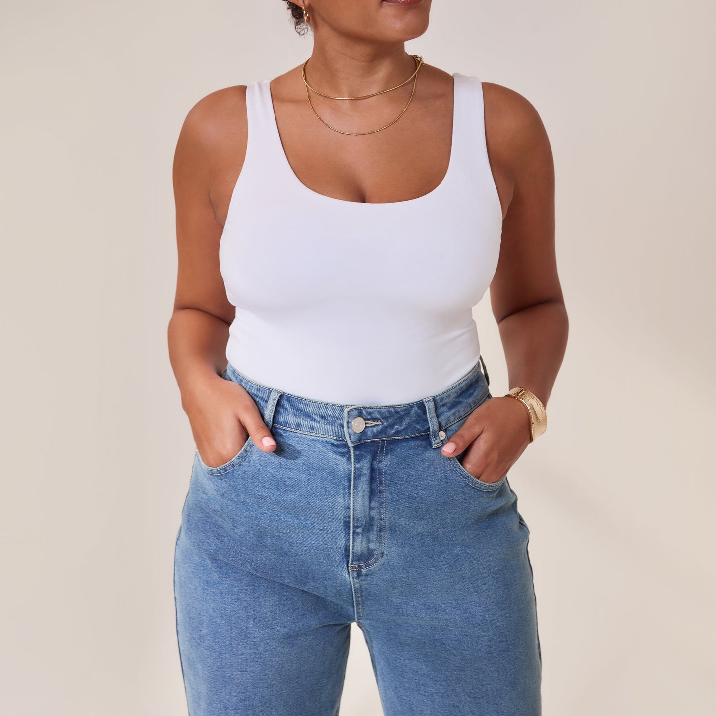 Curve Wide Leg Jeans - Mid Blue