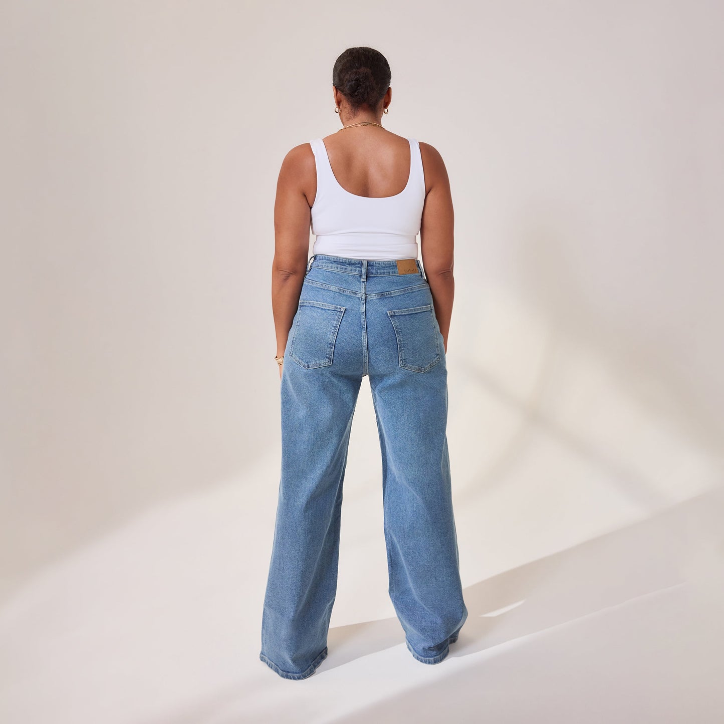 Curve Wide Leg Jeans - Mid Blue