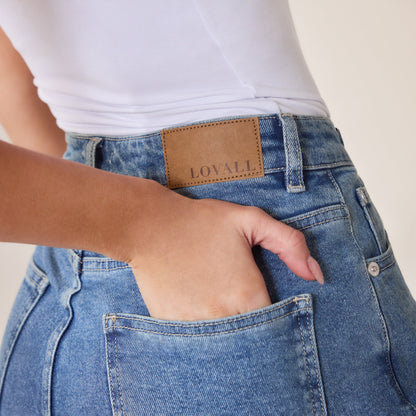 Wide Leg Jeans - Mid Blue